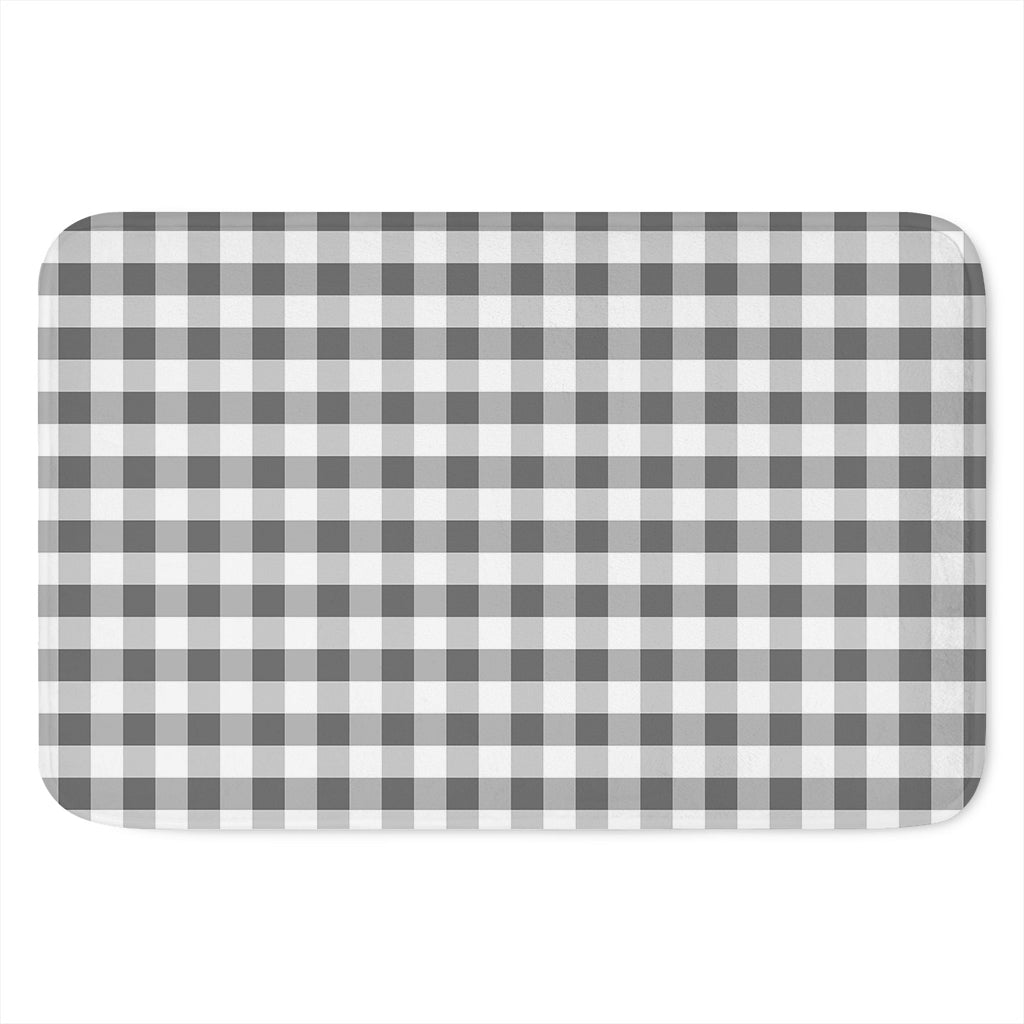 Dark Grey And White Gingham Print Indoor Door Mat