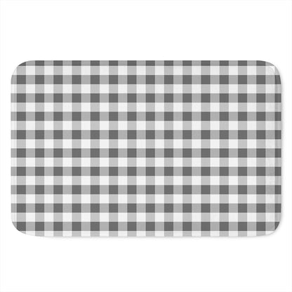 Dark Grey And White Gingham Print Indoor Door Mat