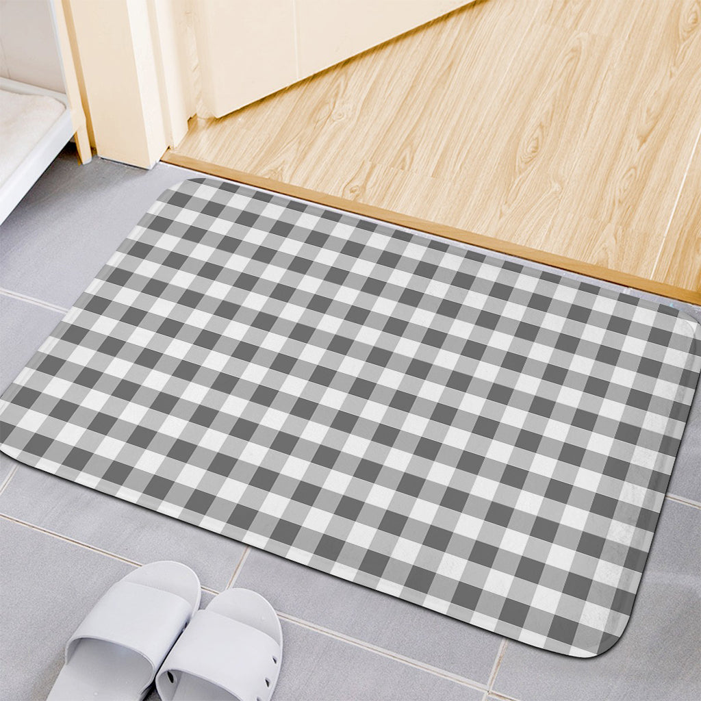 Dark Grey And White Gingham Print Indoor Door Mat