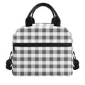 Dark Grey And White Gingham Print Insulated Lunch Bag
