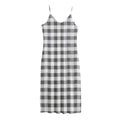 Dark Grey And White Gingham Print Jersey Midi Cami Dress
