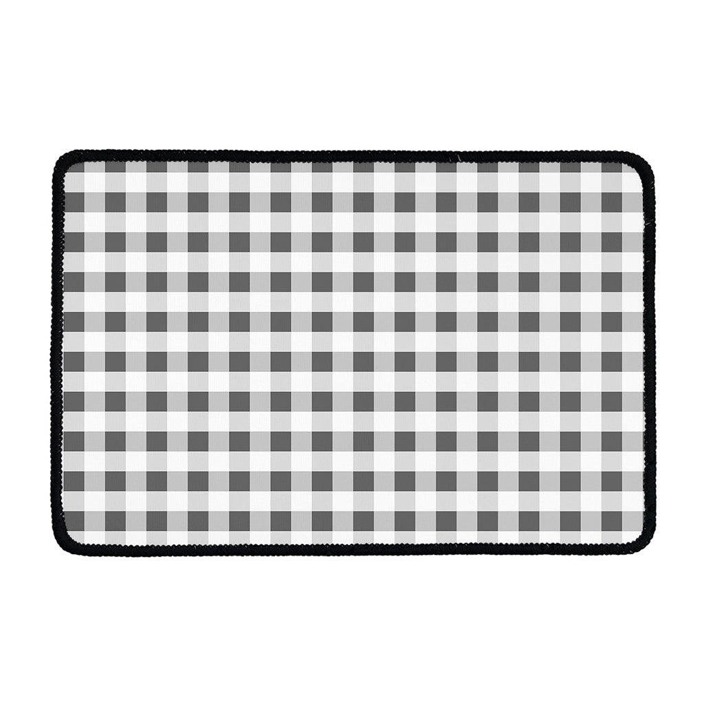Dark Grey And White Gingham Print Kitchen Mat