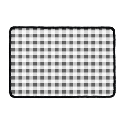Dark Grey And White Gingham Print Kitchen Mat