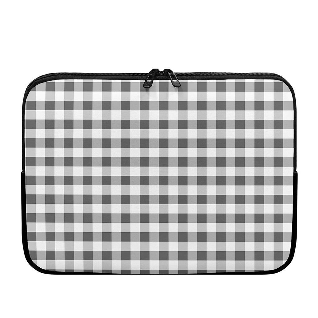 Dark Grey And White Gingham Print Laptop Sleeve