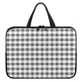 Dark Grey And White Gingham Print Laptop Sleeve With Handle