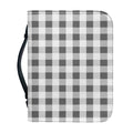 Dark Grey And White Gingham Print Leather Bible Cover