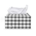 Dark Grey And White Gingham Print Leather Tissue Box Cover