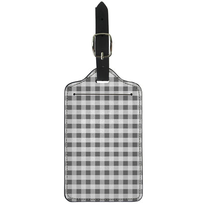 Dark Grey And White Gingham Print Luggage Tag