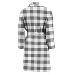 Dark Grey And White Gingham Print Men's Bathrobe