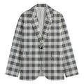 Dark Grey And White Gingham Print Men's Blazer