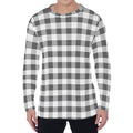 Dark Grey And White Gingham Print Men's Long Sleeve T-Shirt