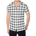 Dark Grey And White Gingham Print Men's Shirt