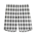 Dark Grey And White Gingham Print Men's Athletic Shorts