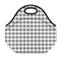 Dark Grey And White Gingham Print Neoprene Lunch Bag