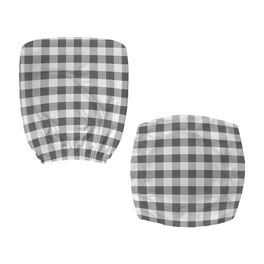 Dark Grey And White Gingham Print Office Chair Cover