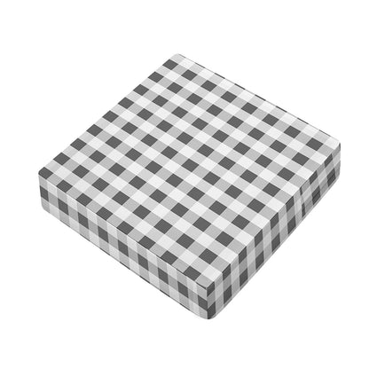 Dark Grey And White Gingham Print Outdoor Seat Cushion Cover