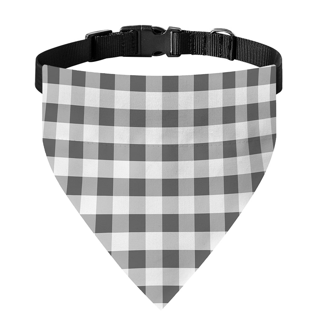 Dark Grey And White Gingham Print Over The Collar Dog Bandana
