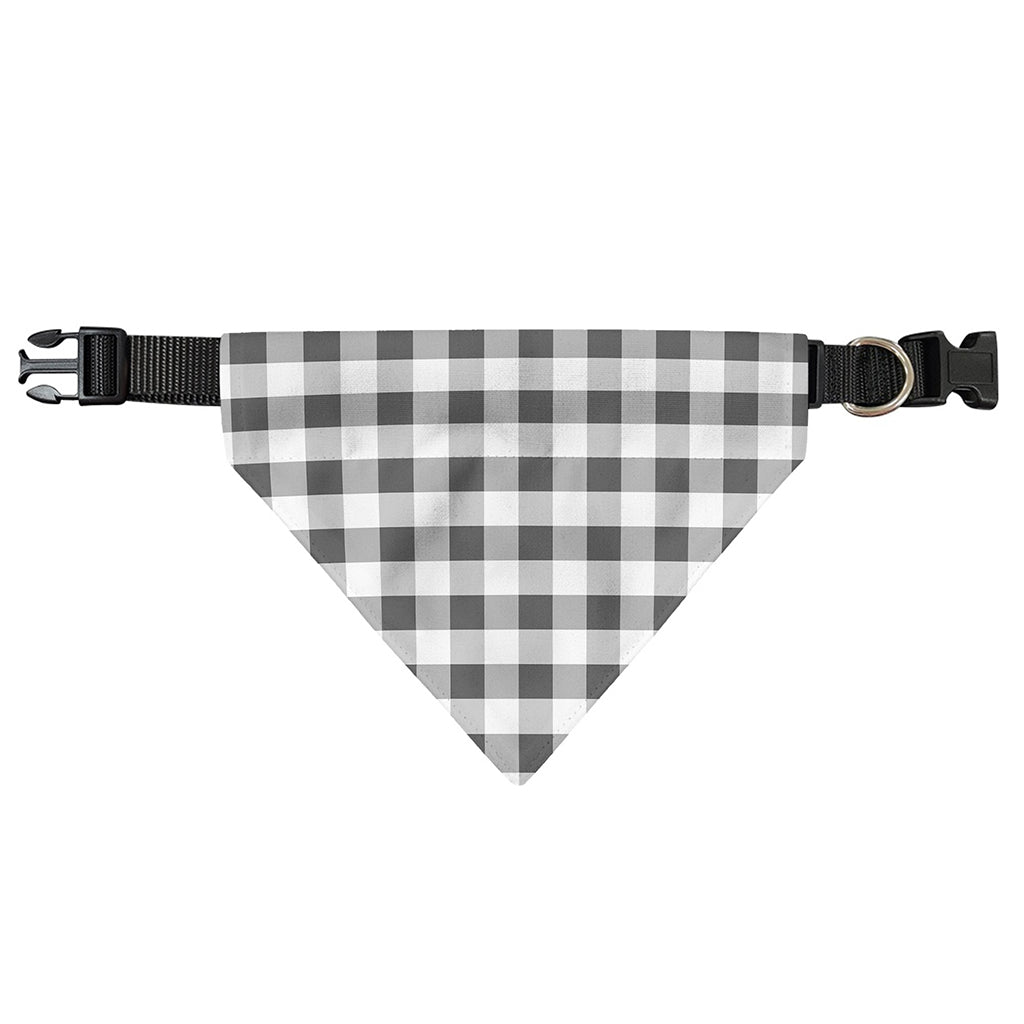 Dark Grey And White Gingham Print Over The Collar Dog Bandana