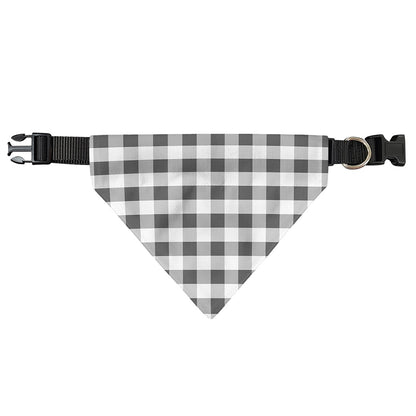 Dark Grey And White Gingham Print Over The Collar Dog Bandana