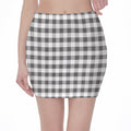 Dark Grey And White Gingham Print Pencil Mini Skirt
