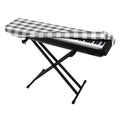 Dark Grey And White Gingham Print Piano Keyboard Cover
