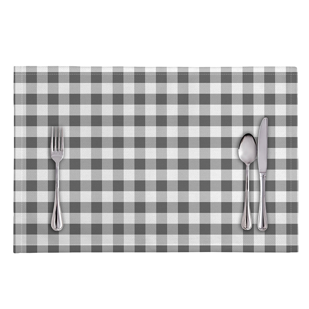 Dark Grey And White Gingham Print Placemat