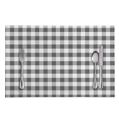 Dark Grey And White Gingham Print Placemat