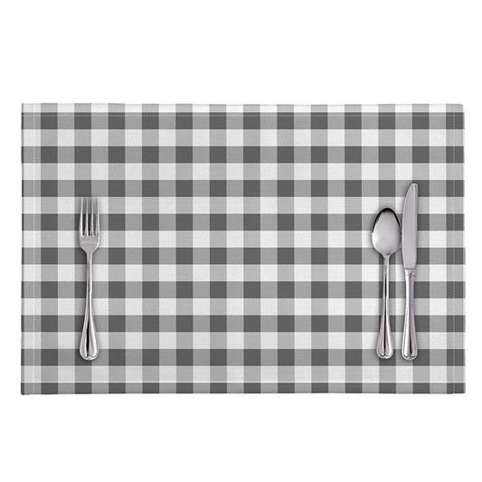 Dark Grey And White Gingham Print Placemat