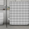 Dark Grey And White Gingham Print Polyester Shower Curtain