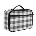 Dark Grey And White Gingham Print Portable Lunch Bag