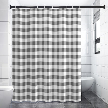 Dark Grey And White Gingham Print Premium Shower Curtain