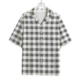 Dark Grey And White Gingham Print Rayon Hawaiian Shirt