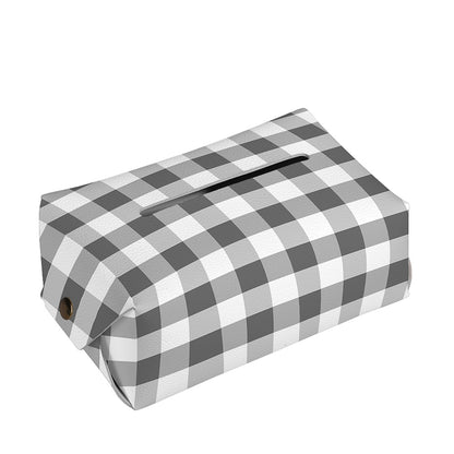 Dark Grey And White Gingham Print Rectangle Tissue Box Cover