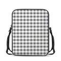 Dark Grey And White Gingham Print Rectangular Crossbody Bag