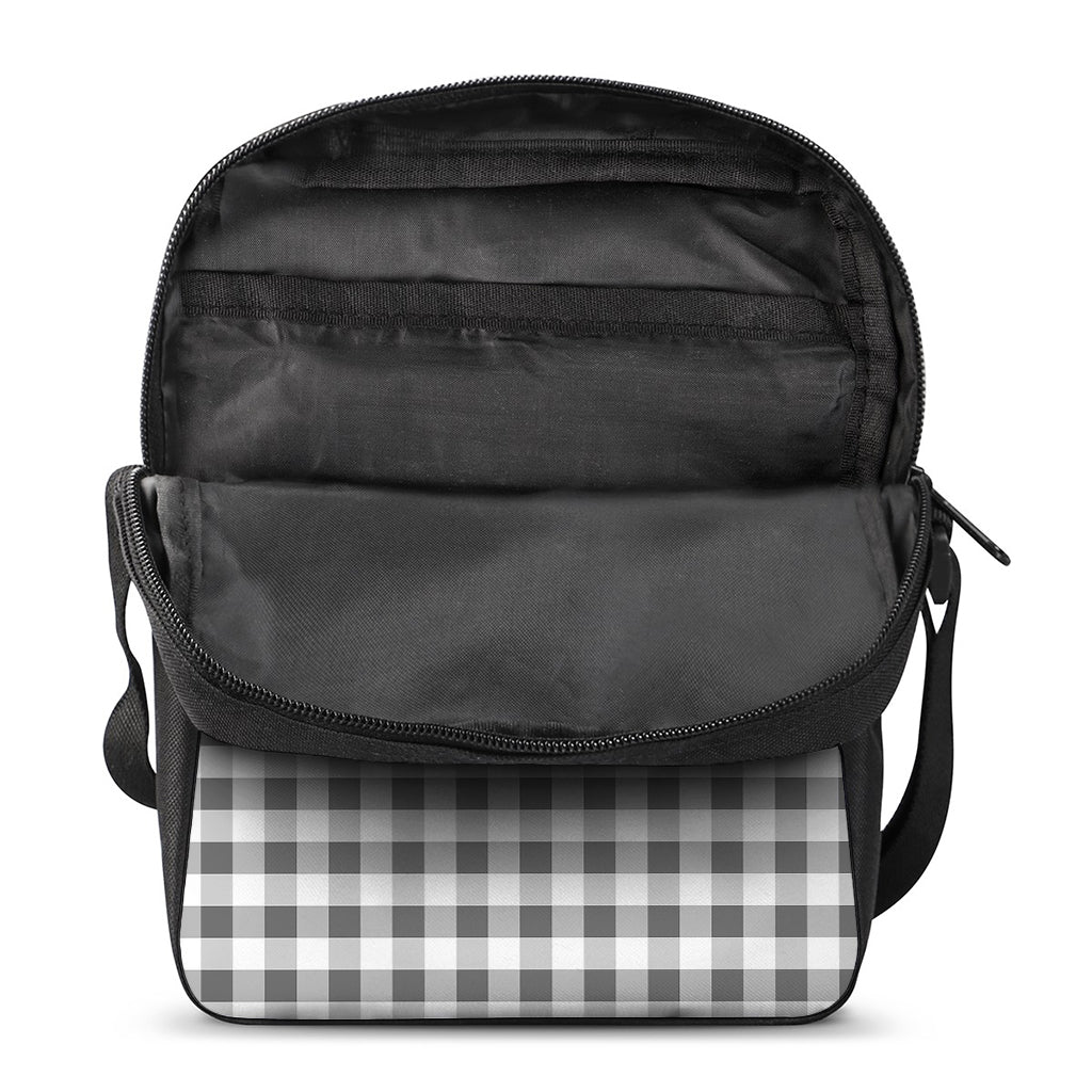 Dark Grey And White Gingham Print Rectangular Crossbody Bag