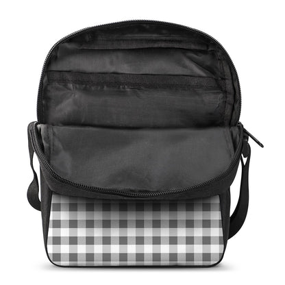 Dark Grey And White Gingham Print Rectangular Crossbody Bag