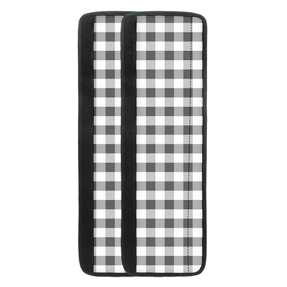Dark Grey And White Gingham Print Refrigerator Handle Covers