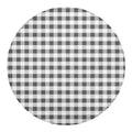 Dark Grey And White Gingham Print Round Blanket