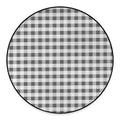 Dark Grey And White Gingham Print Round Floor Mat