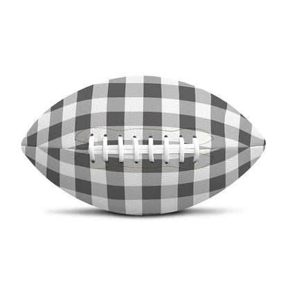 Dark Grey And White Gingham Print Rugby Ball