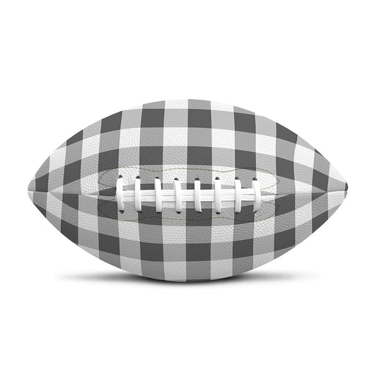 Dark Grey And White Gingham Print Rugby Ball