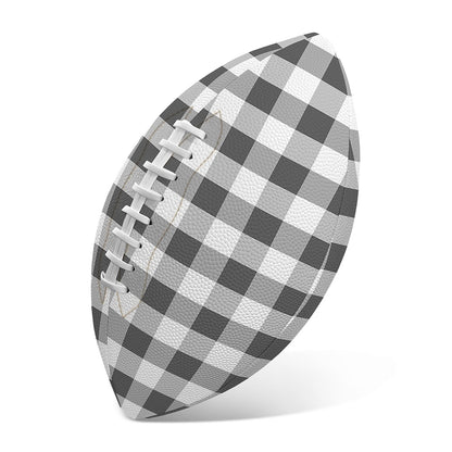 Dark Grey And White Gingham Print Rugby Ball