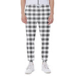 Dark Grey And White Gingham Print Scuba Joggers