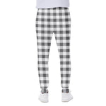 Dark Grey And White Gingham Print Scuba Joggers