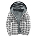 Dark Grey And White Gingham Print Sherpa Lined Zip Up Hoodie