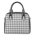 Dark Grey And White Gingham Print Shoulder Handbag