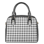 Dark Grey And White Gingham Print Shoulder Handbag
