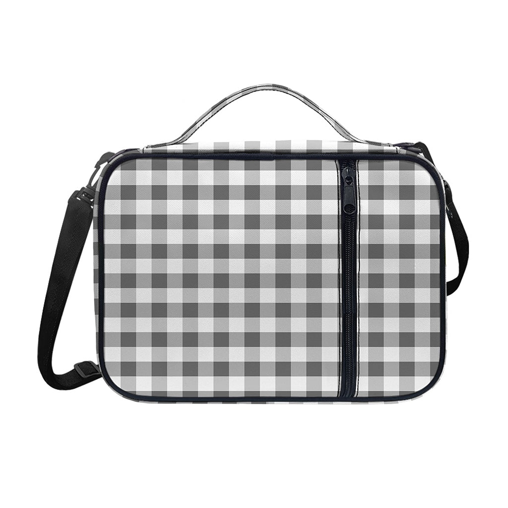 Dark Grey And White Gingham Print Shoulder Strap Bible Bag