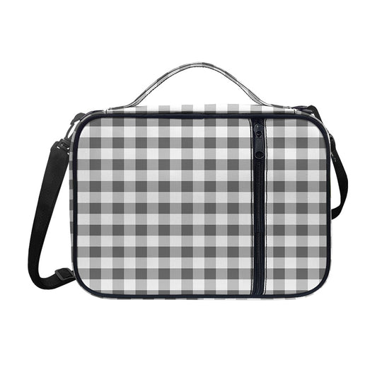 Dark Grey And White Gingham Print Shoulder Strap Bible Bag