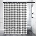 Dark Grey And White Gingham Print Shower Curtain